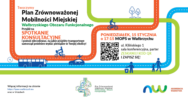 Zachęcamy do aktywnego udziału w konsultacjach Planu Zrównoważonej Mobilności Miejskiej (SUMP) Wałbrzyskiego Obszaru Funkcjonalnego