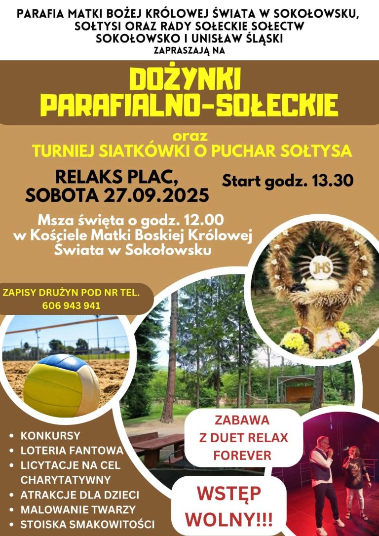 Zachęcamy do wzięcia udziału w Dożynkach Parafialno-Sołeckich