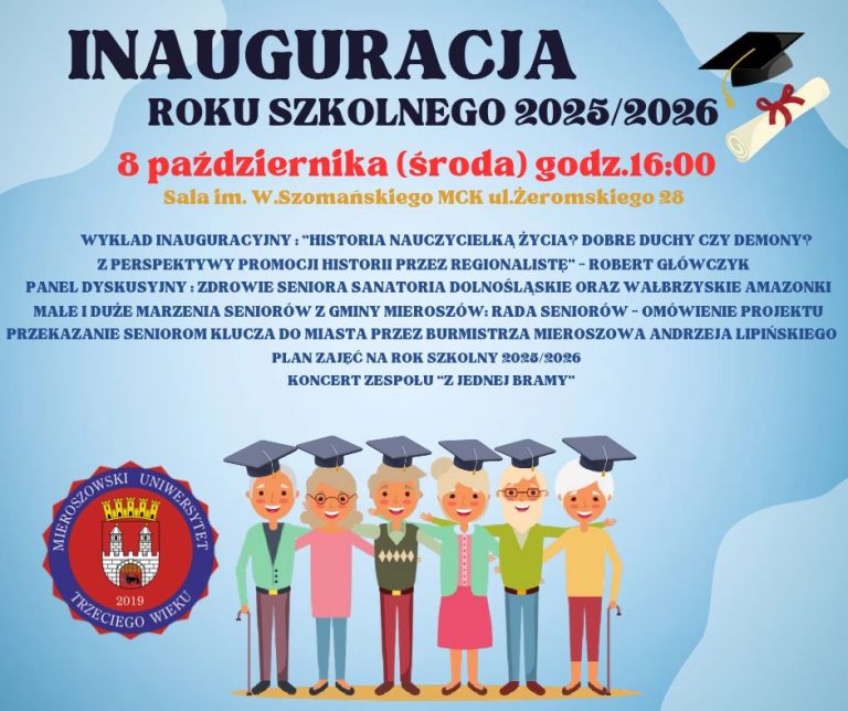 Drodzy Studenci Uniwersytet Trzeciego Wieku w Mieroszowie, obecni i przyszli