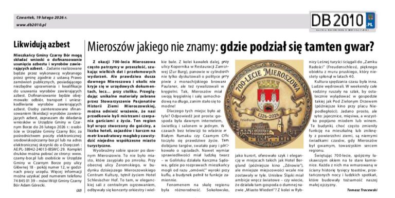 700 lat historii Mieroszowa na łamach Tygodnika DB 2010