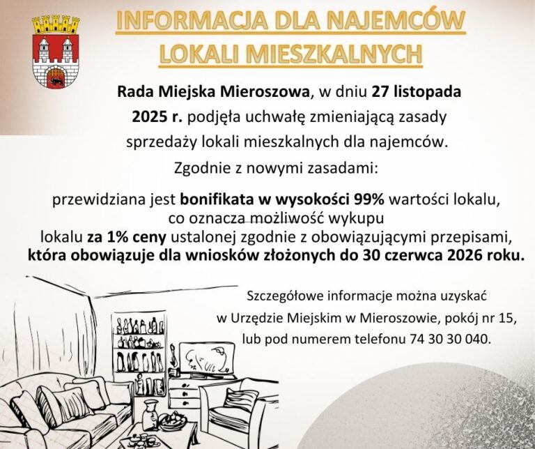 Informacja dla najemców lokali mieszkalnych