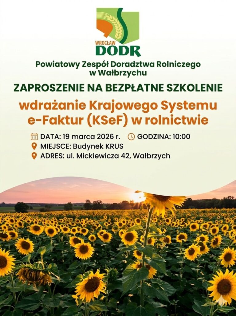 Bezpłatne szkolenie o Krajowym Systemie e-Faktur (KSeF) w rolnictwie