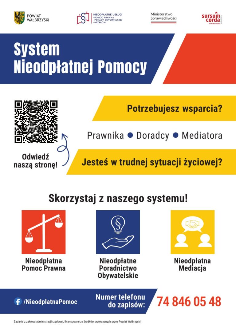 Nieodpłatna pomoc prawna, nieodpłatne poradnictwo obywatelskie, mediacja w powiecie wałbrzyskim