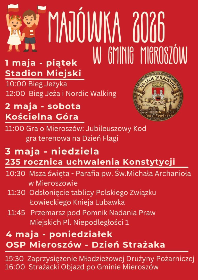 Majówka 2026 w Gminie Mieroszów – 700 lat historii i sportowych emocji!